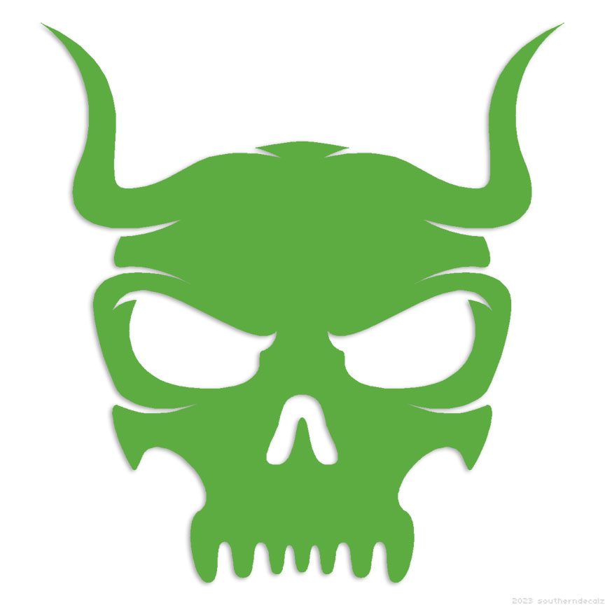 Demon Skull Mask - Decal Sticker - Multiple Colors & Sizes